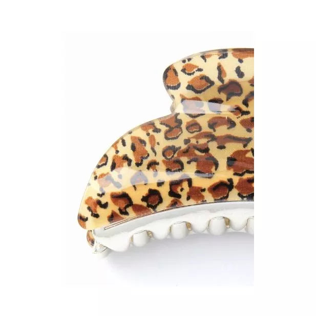 Stor Hårklemme i Leopard-print med Guldtænder