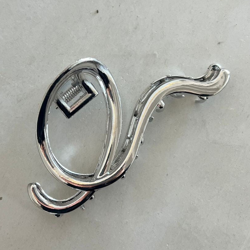 Sølv Metal-Hårklemme med Snoet Design