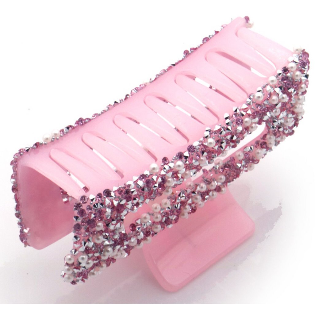Lyserød Hårklemme med Glitter Perler 