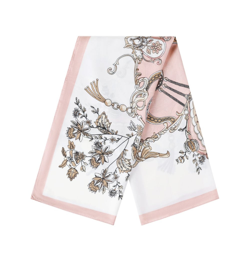 Tørklæde med Mønsterprint - i Rosa