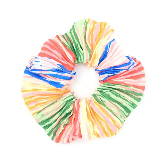 Scrunchie med Striber i Regnbue Farver