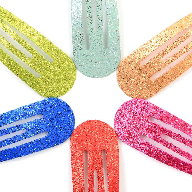 6 Stk Hårspænder i Friske Farver & Glitter