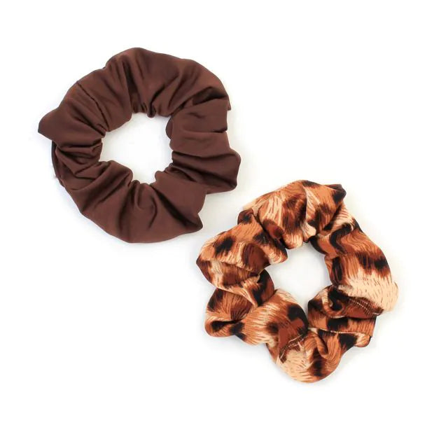 Sæt med Elastikker & Scrunchies i Brune Farver