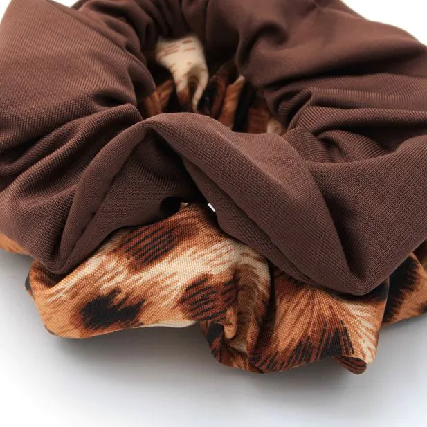 Sæt med Elastikker & Scrunchies i Brune Farver