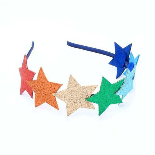 Hårbøjle med Stjerner & Glitter i Regnbuefarver