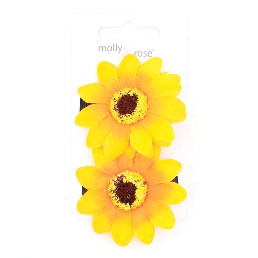 2 Hårklemmer med Gule Solsikke Blomster 