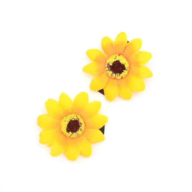 2 Hårklemmer med Gule Solsikke Blomster 