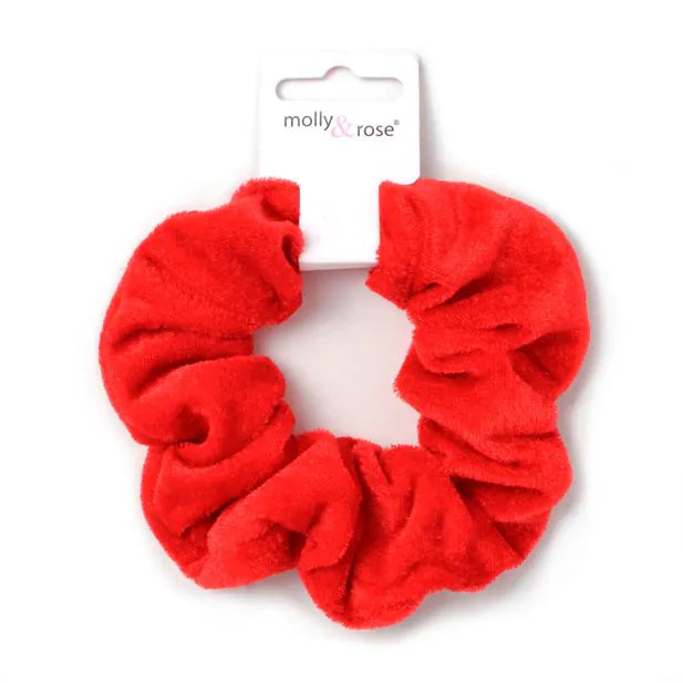 Stor Rød Velour Scrunchie Hårelastik 