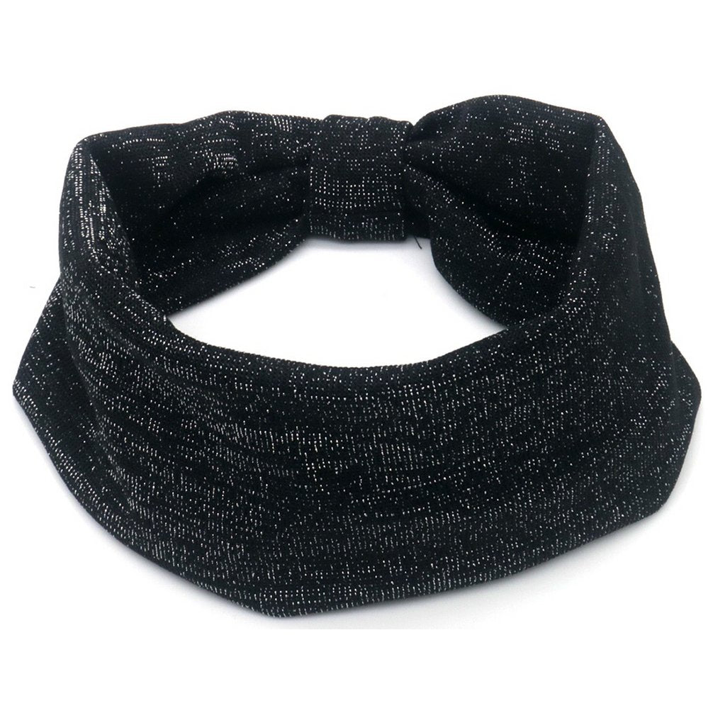 Bredt Hårbånd - i Sort med Glitter