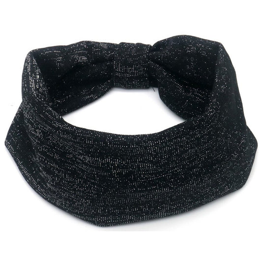 Bredt Hårbånd - i Sort med Glitter