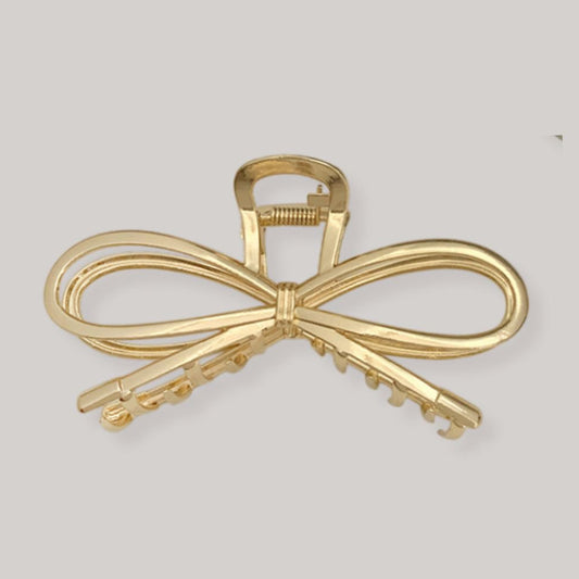 Gylden Metal-Hårklemme med Sløjfe Design