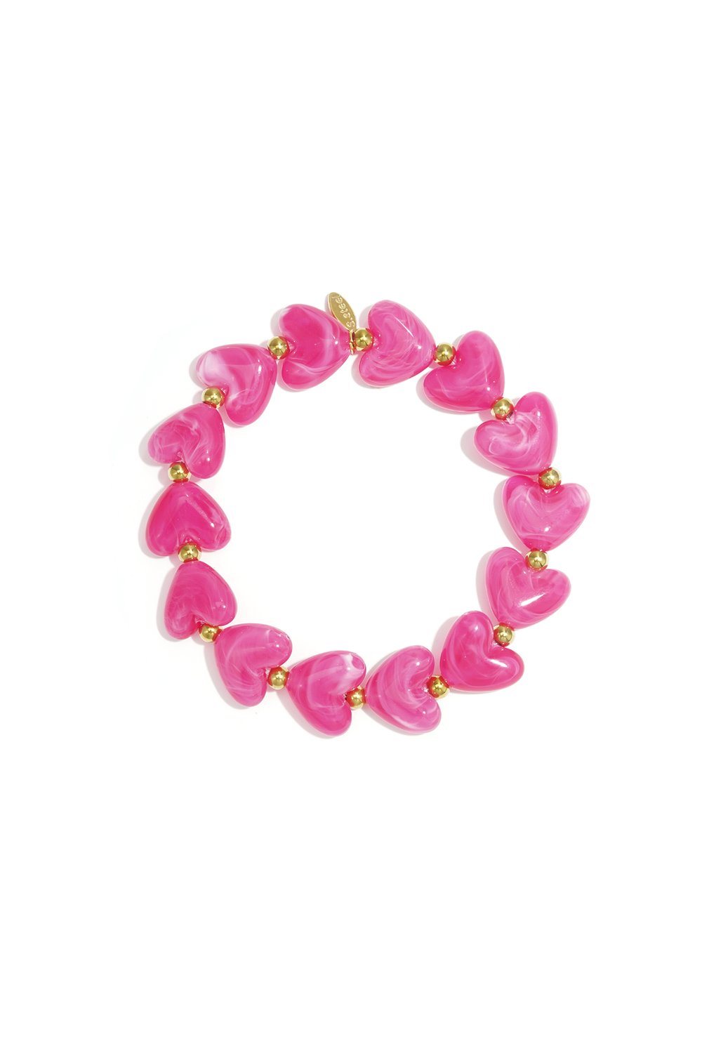 Pearl Bracelet with Hearts - in Pink