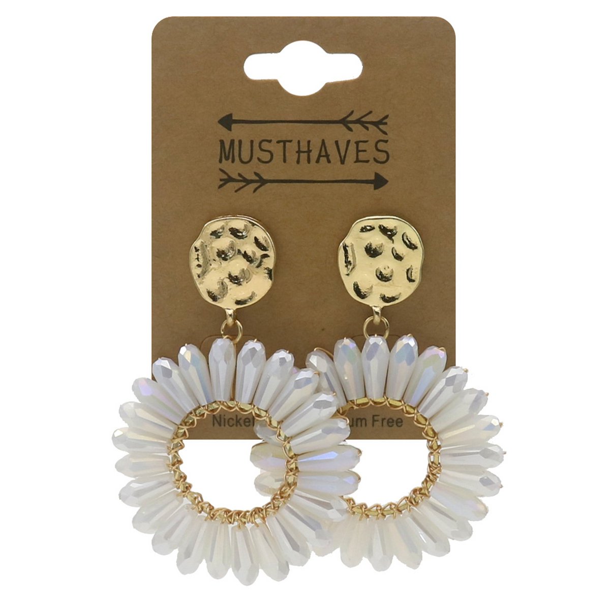 Gyldne Drop Øreringe med Hvide Perle Blomster