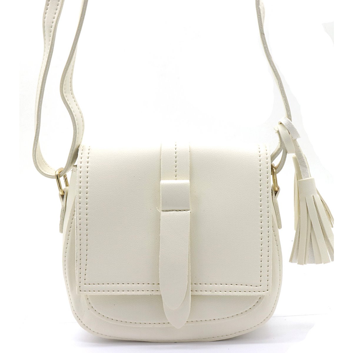 Skuldertaske med Tassel - i Cremet Hvid