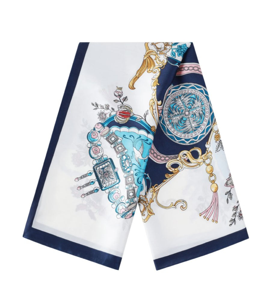 Tørklæde med Mønsterprint - i Blå