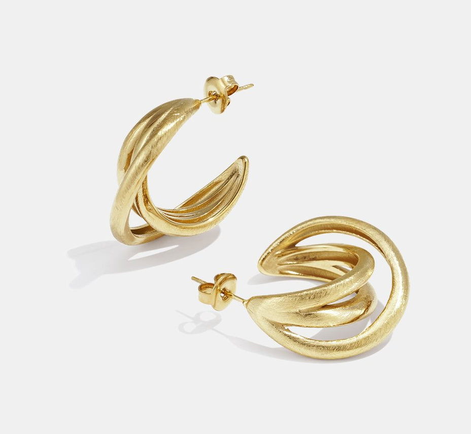 Triple Hoops - Forgyldte Øreringe 