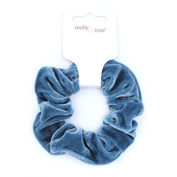 Stor Scrunchie Hårelastik i Blødt Velour - i Teal-Blå - SofiaGaver.dk