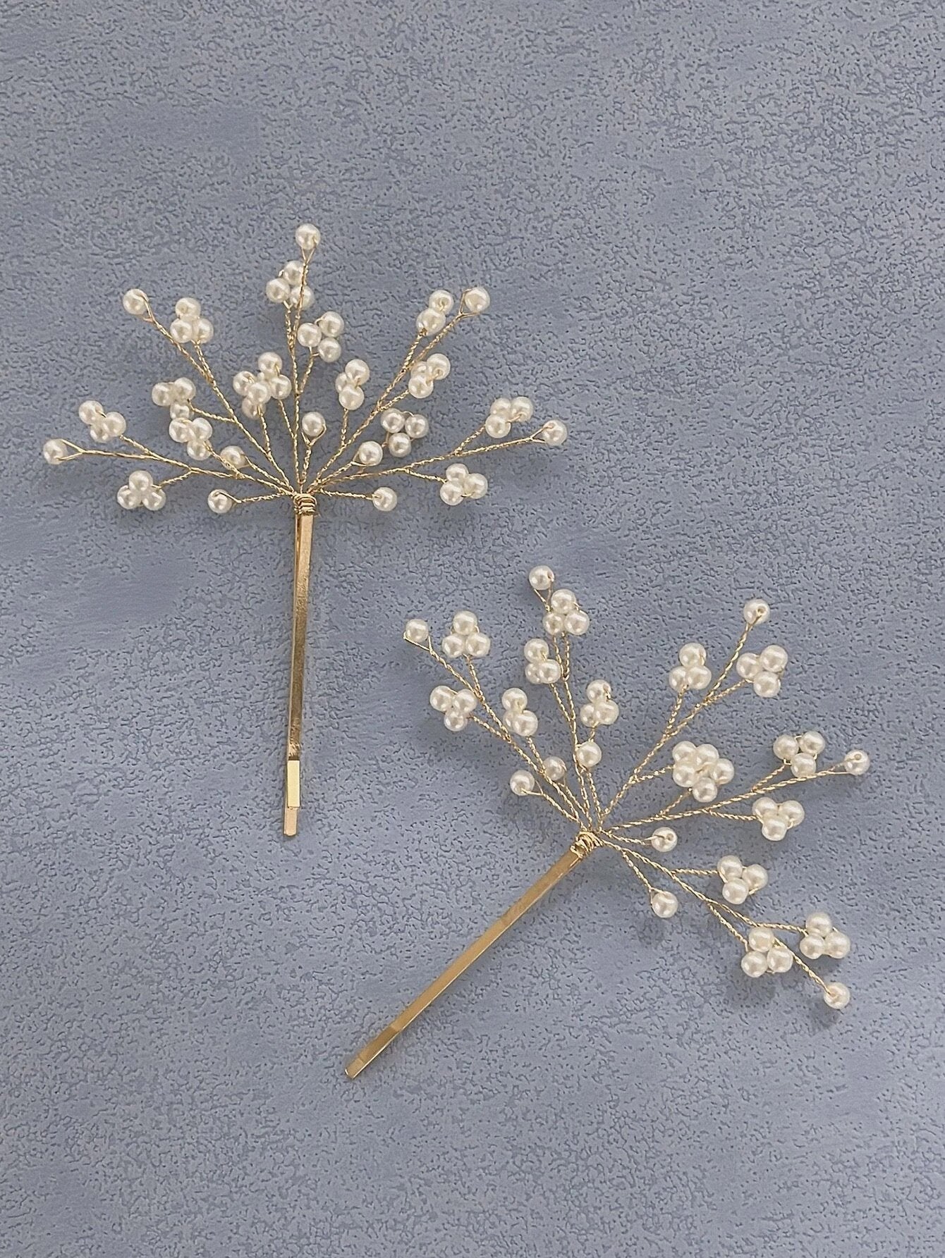 Golden Hair Clips with White Pearls