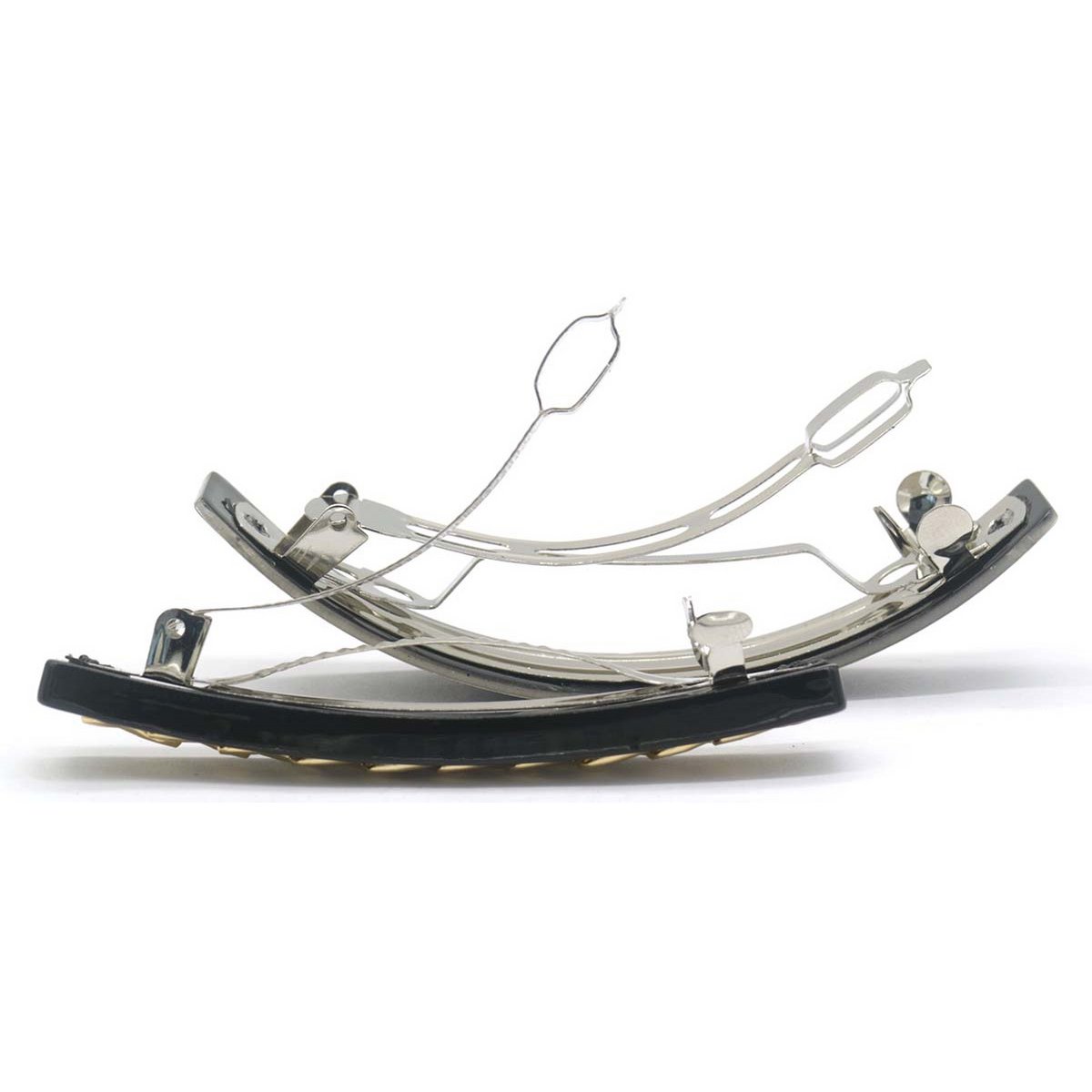 2 Patent Hårspænder &nbsp;i Sort - med Glitter og Guldkæde