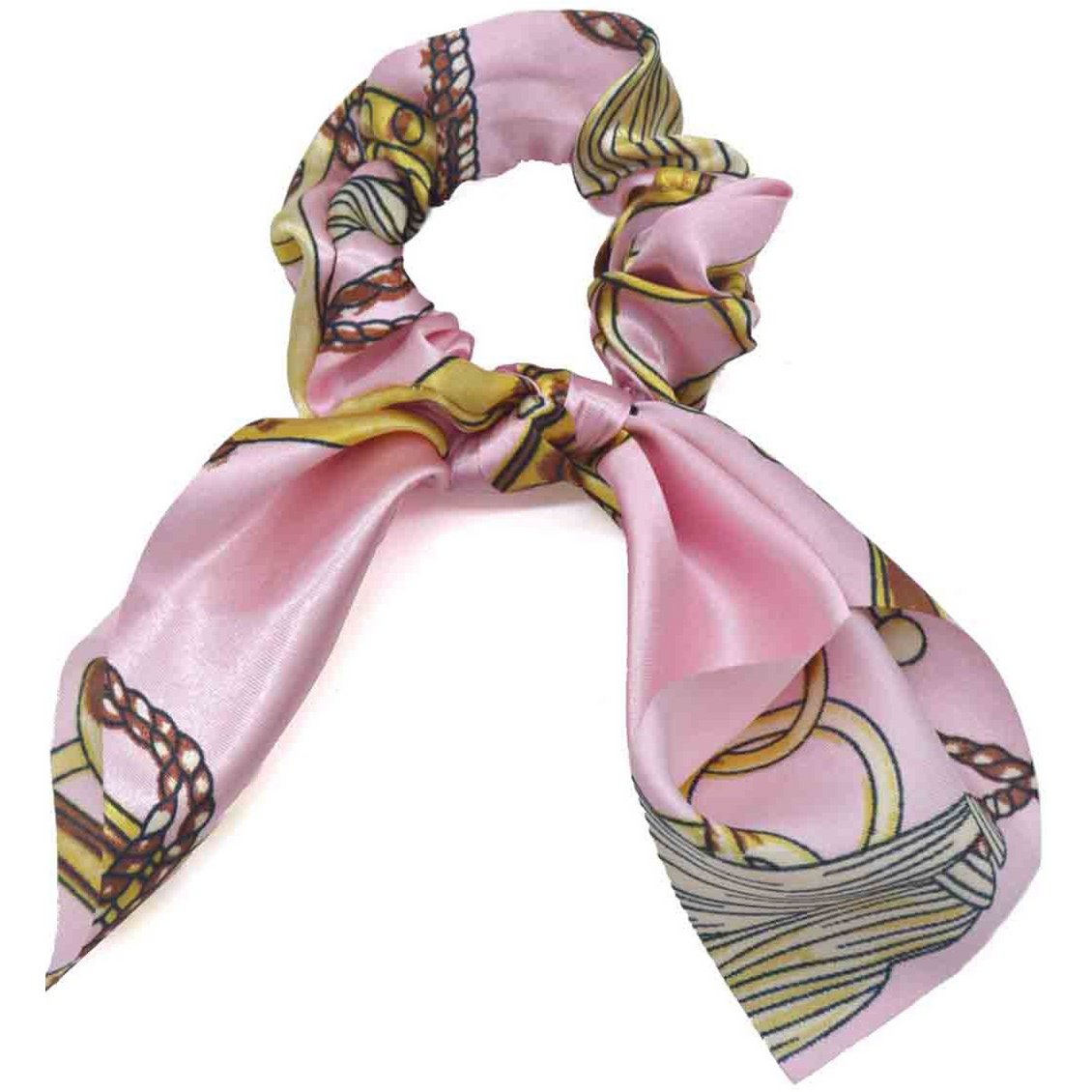 Lyserød Scrunchie Hårelastik - med Mønster & Sløjfe