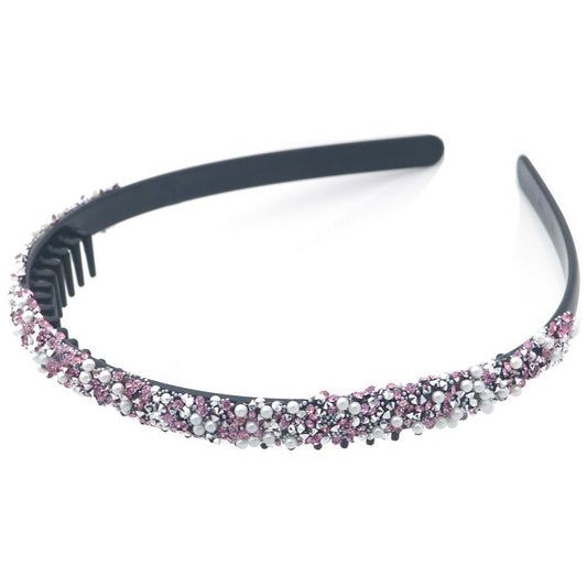 Hårbøjle med Lyserøde Perler & Indre Kam