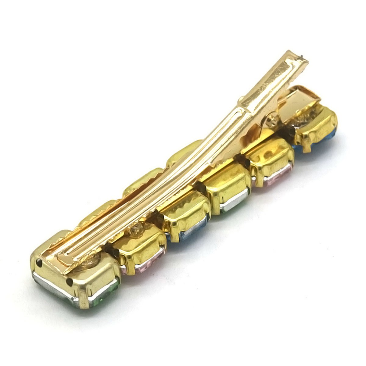 Gylden Hårklemme med Perler i Fine Farver