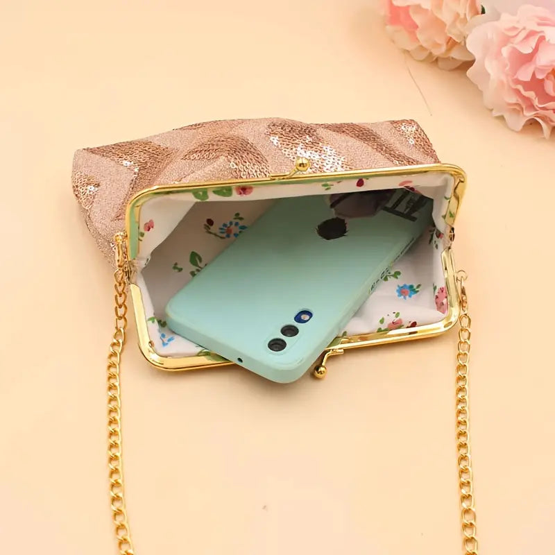 Glitzer Clutch Tasche Rosa Abendtasche Rosa Glitzer Clutch