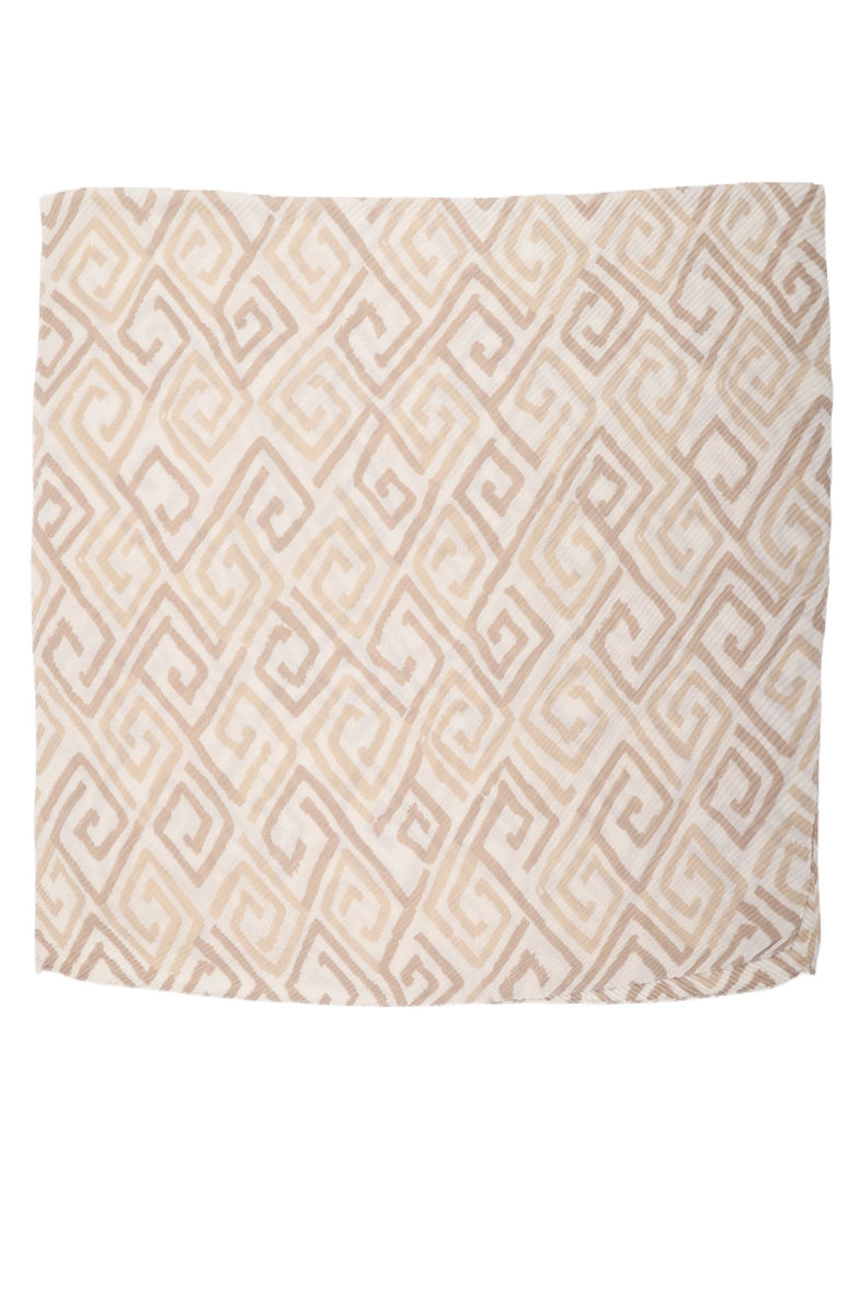 Tørklæde i Beige & Creme - Flot Geometrisk Mønster