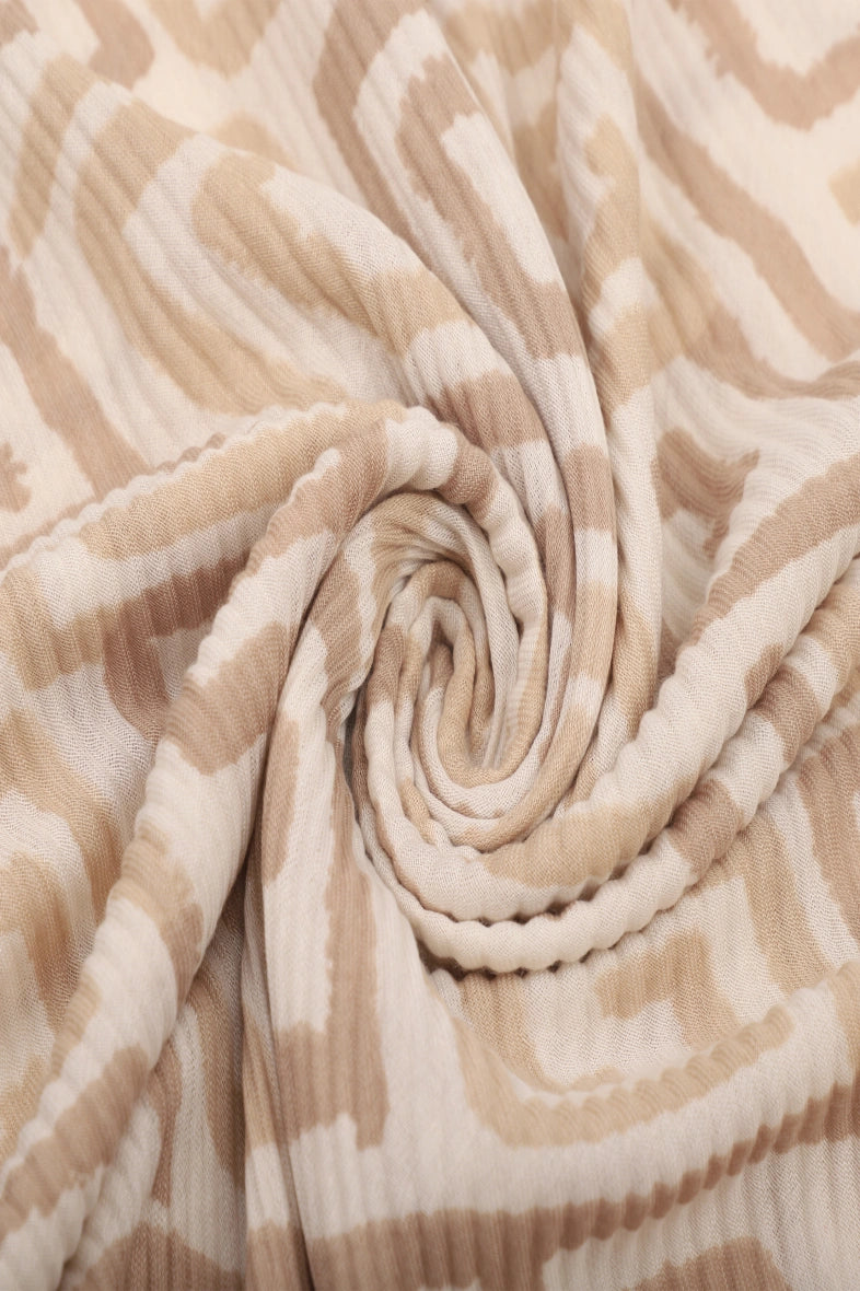 Tørklæde i Beige & Creme - Flot Geometrisk Mønster