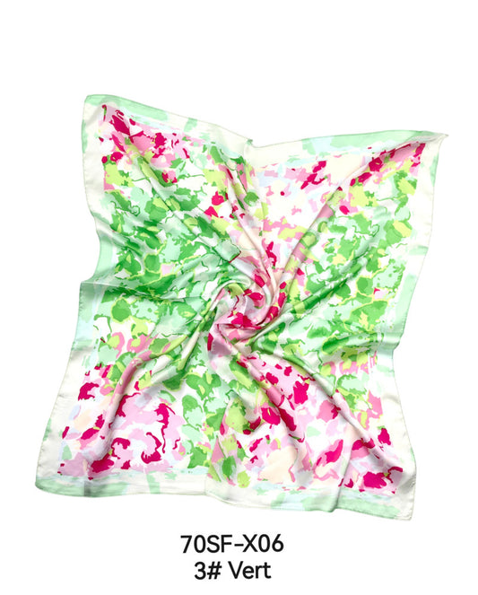 Tørklæde med Blomsterprint - i Lyserød & Grøn 