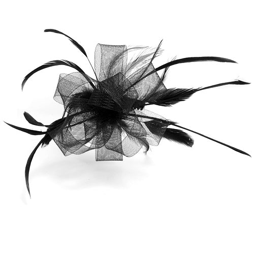 Black Fascinator - Bow &amp; Feather