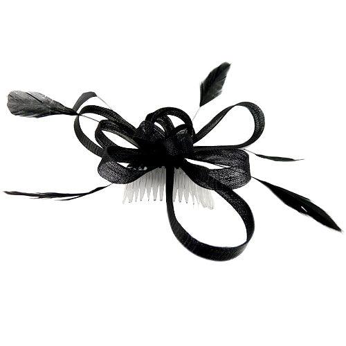 Sort Fascinator m. Net-Sløjfe og Fjer - SofiaGaver.dk