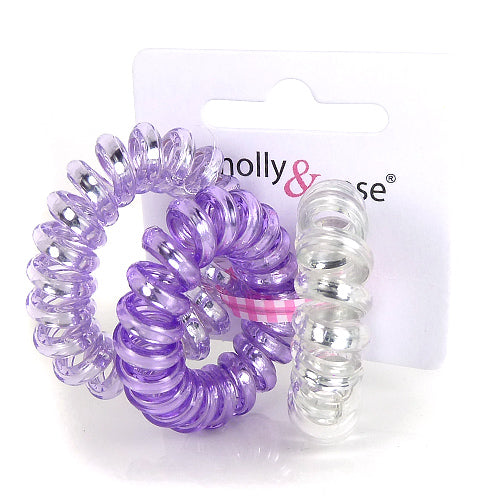 3 Mini-Spiral Elastics - in Purple w. Silver