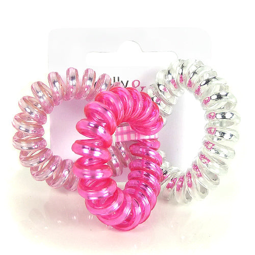 3 Mini-Spiral Elastics - in Pink w. Silver