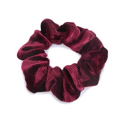 Scrunchie Hårelastik i Blødt Velour - i Mørk Rød