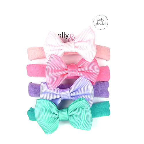 Jersey Elastics with Satin Bows in 4 Colors