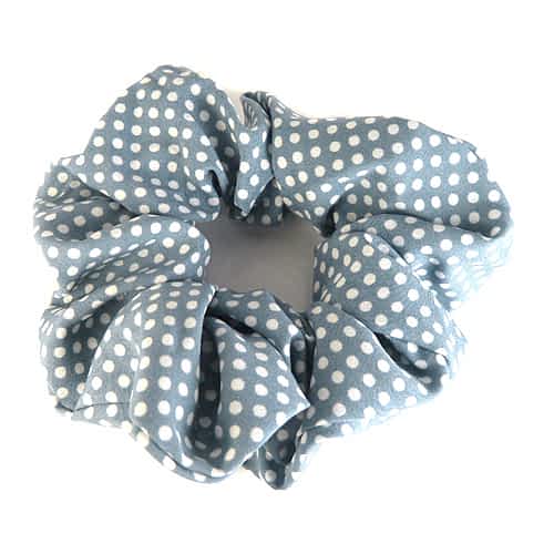 Large Scrunchie Hair Elastic in Grey with White Dots