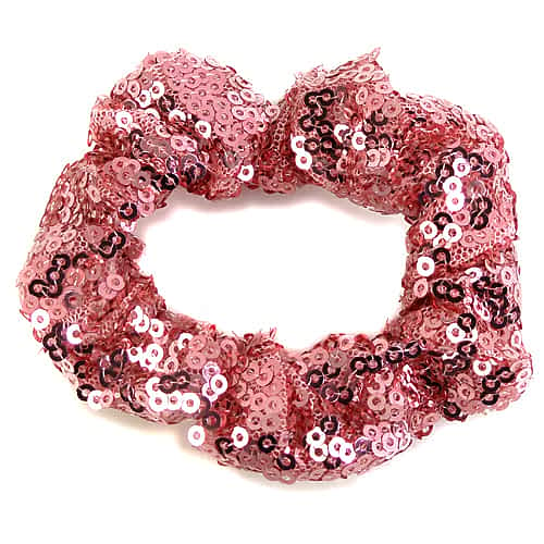 Lille Rosa Scrunchie med Glansfulde Pailletter - SofiaGaver.dk