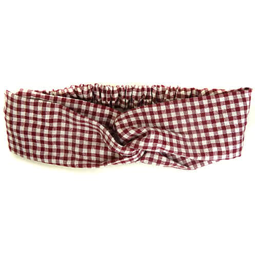 Braided Headband - Gingham Check - in Dark Red