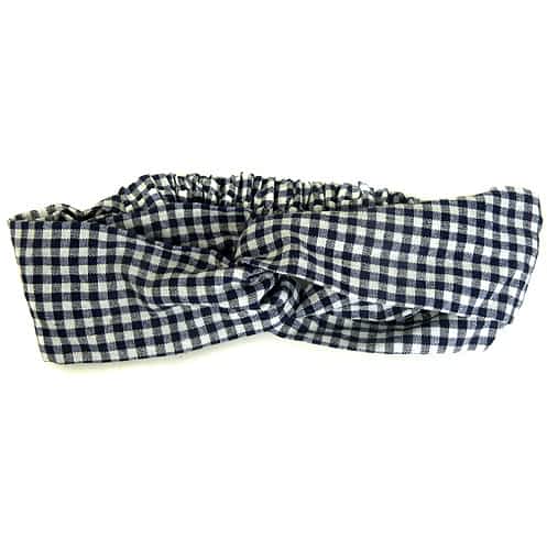 Braided Headband - Gingham Check - in Dark Blue