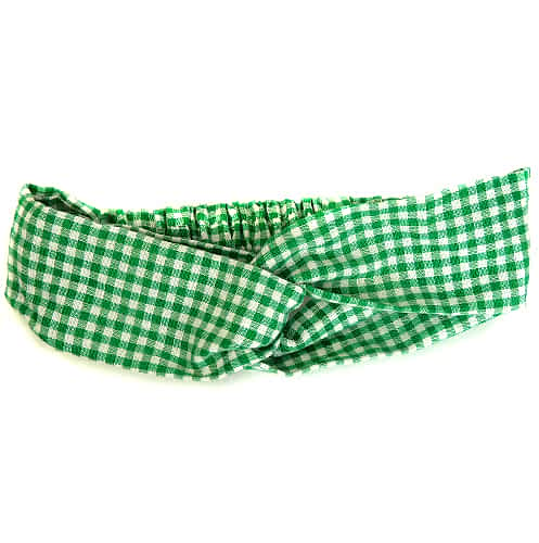 Hårbånd med Snoning - Gingham Ternet - i Grøn