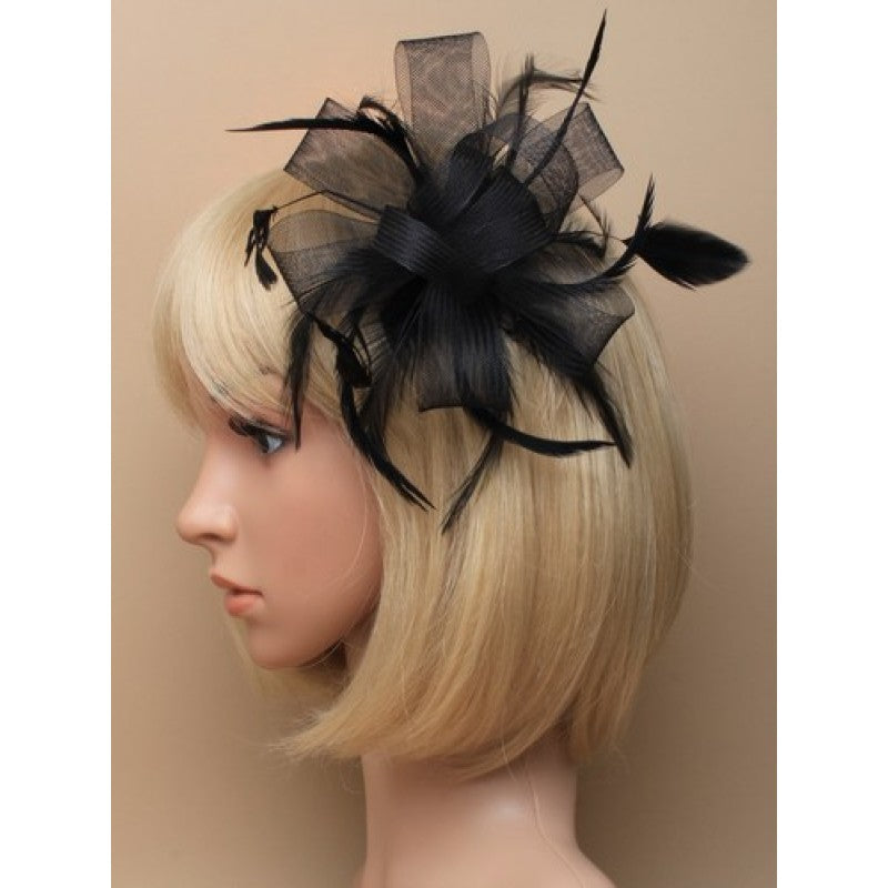 Sort Fascinator - Sløjfe & Fjer