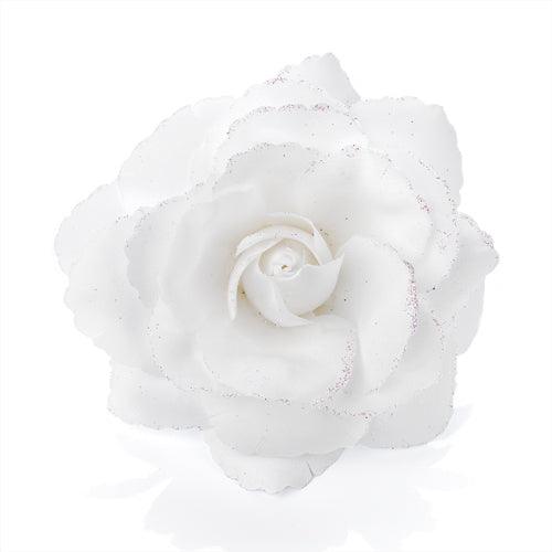 Hvid Hårblomst - Rose med Glimmer - SofiaGaver.dk