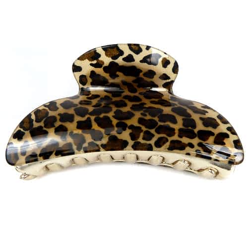 Stor Hårklemme i Leopard-print m. Guldtænder - SofiaGaver.dk