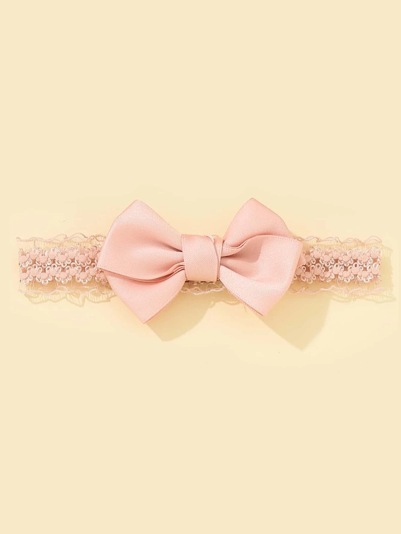Baby Hårbånd - Rosa Sløjfe på Elastisk Blonde-Hårbånd - SofiaGaver.dk