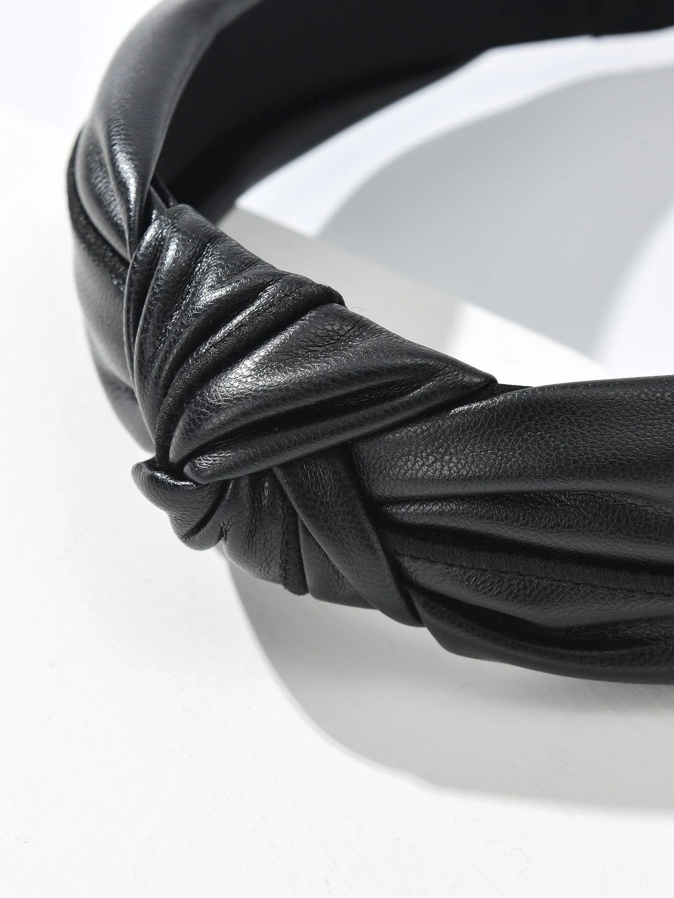 Black Leather Look Hairband with Knot