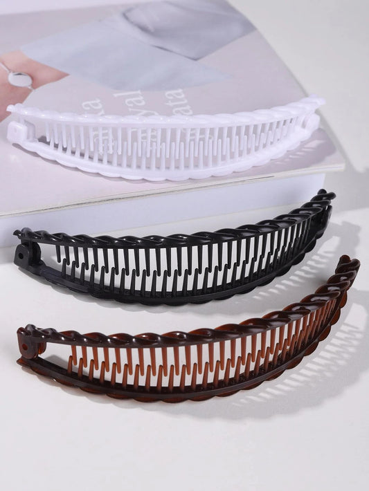 Set of 3 Banana Clamps - in Brown, Black &amp; White