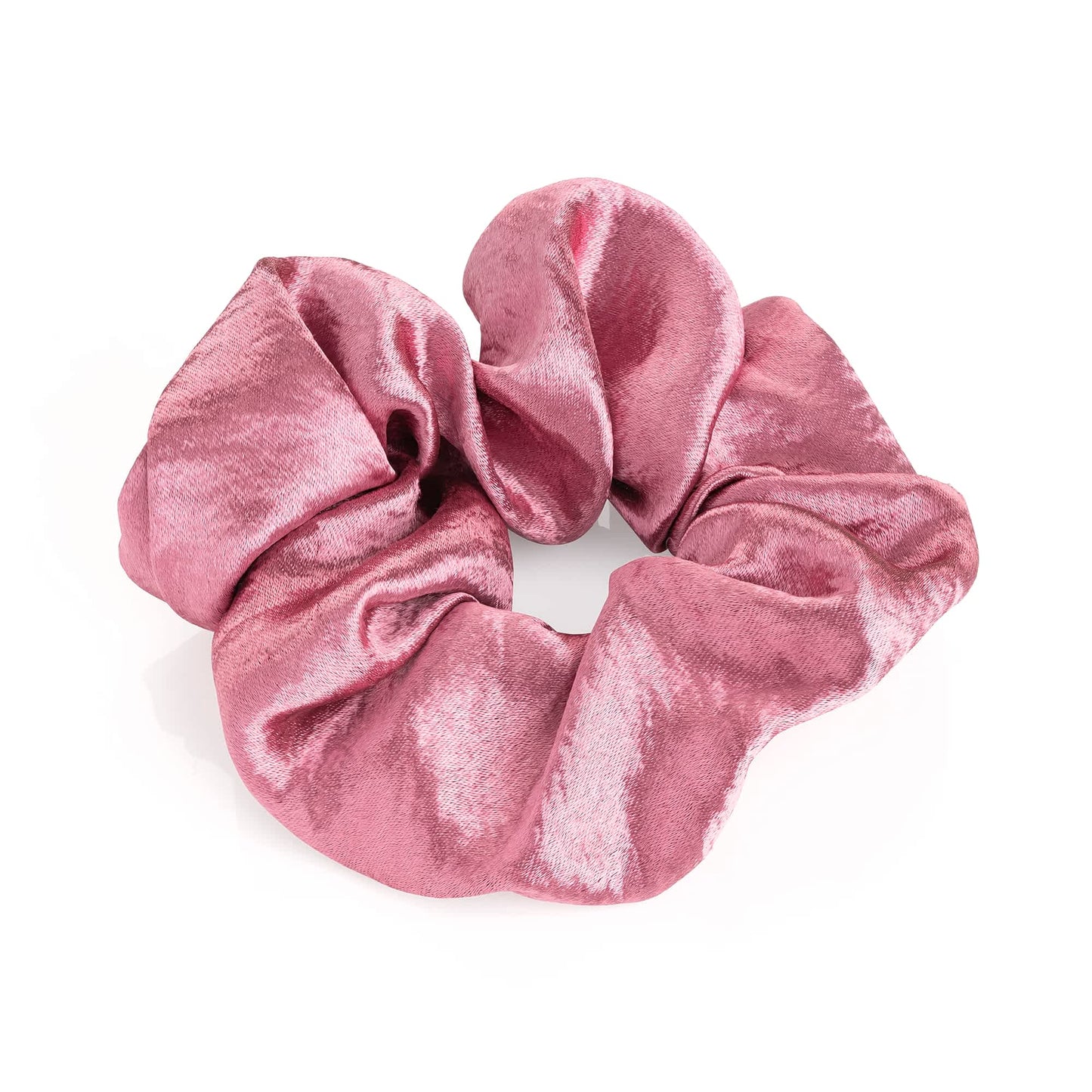 Stor Scrunchie Hårelastik i Glansfuld Satin - i Rosa - SofiaGaver.dk