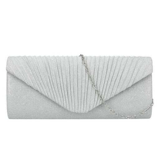 Smuk Clutch Taske - i Sølv med Glitter